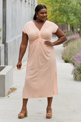 Robe longue rayée à détails torsadés Culture Code, grande taille, couleur tomate clair