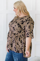 Haut babydoll imprimé grande taille