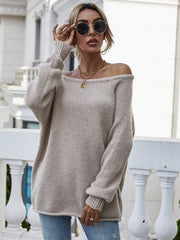 Pullover mit gerolltem Saum und Raglanärmeln