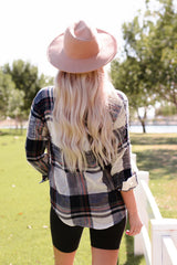 Plaid Button Up Curved Hem Shirt