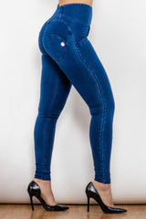 Skinny-Long-Jeans mit hohem Bund und Reißverschluss