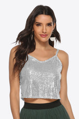 Kurzes Camisole mit Pailletten