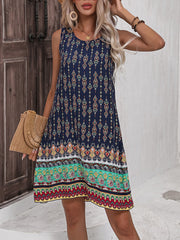 Robe bohème sans manches à col rond
