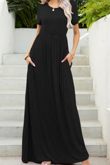 Robe longue à col rond et poches