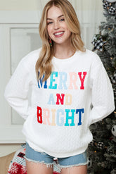 White Merry Bright Quilted Sweatshirt