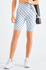 Short cycliste à carreaux et taille large