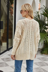 Cardigan mit geripptem Saum und offener Vorderseite