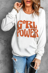 Sweat-shirt graphique à col rond GIRL POWER