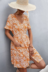 Robe imprimée boutonnée à poches