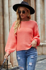 Strickpullover mit Ballonärmeln und überschnittener Schulter