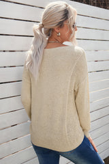 Strickpullover mit Rundhalsausschnitt und überschnittener Schulter