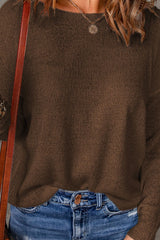 Strickoberteil mit überschnittener Schulter und geripptem Besatz