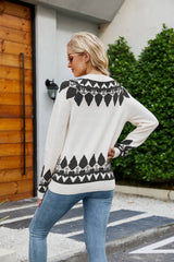 Cozy Vision – Bedruckter Pullover mit Raglanärmeln und geripptem Rand