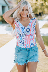 Body à encolure dégagée géométrique