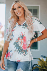 Floral V-Neck Tee Shirt