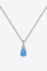 Teardrop Turquoise 4-Prong Pendant Necklace