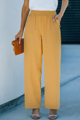Hose mit hoher Taille und weitem Bein und Taschen