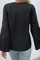 Tie Neck Flare Sleeve Top