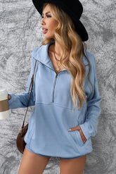 Sweat-shirt demi-zip avec poche kangourou