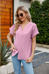 Chemise à col cranté et manches à revers