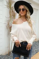 Pull à manches dolman et col en V