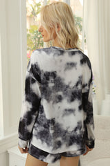 Ensemble haut et short à col rond tie-dye