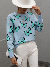 Pullover mit Schmetterlings-Print und überschnittener Schulterpartie