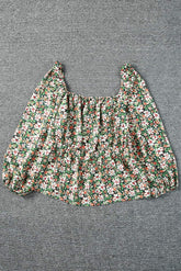 Haut péplum à col carré et fleurs grande taille