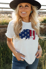 Star Stripe Graphic Round Neck Tee