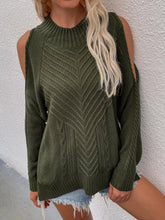Pullover mit Zopfmuster und kalten Schultern