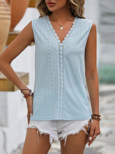 Ärmelloses Tanktop mit V-Ausschnitt und gespleißter Spitze