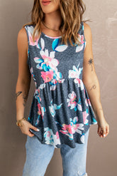 Tanktop mit Blumenmuster und Schößchen