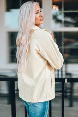 Pocketed Button Ribbed Textured Shirt