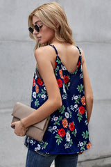 Camisole aus gespleißtem Mesh mit Blumenmuster
