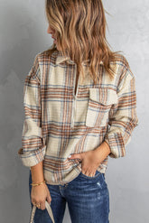 Sweat-shirt à carreaux avec col et ourlet incurvé et demi-zip