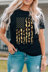 Stars Stripes Graphic Round Neck Tee