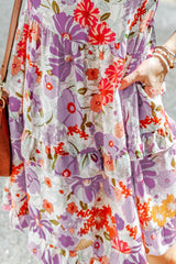 Robe à volants fleuris à volants