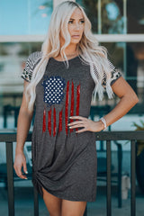 Robe à manches raglan torsadées avec motif drapeau américain