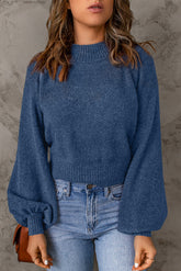 Pullover mit geripptem Saum und Ballonärmeln