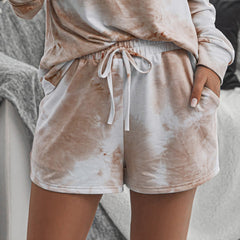 Short tie-dye à cordon de serrage avec poches