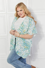 Kimono fleuri Justin Taylor Fields of Poppy en vert