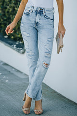 Distressed-Jeans im Acid-Wash-Look mit Taschen