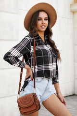 Plaid Button Down Side Slit Shirt
