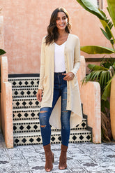 High-Low-Cardigan mit V-Ausschnitt und Taschen