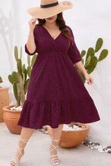 Robe grande taille imprimée à volants et surplis