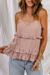 Camisole sans manches à col rond et volants