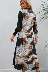Robe imprimée à manches longues et col
