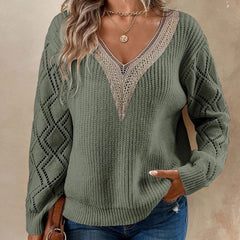 V-neck loose casual pullover's sweater