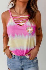 Tie-Dye-Tanktop mit Riemchenausschnitt