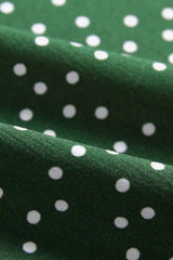 Robe fendue à bretelles et volants à pois